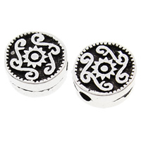 Brass Jewelry Beads, Flat Round, antique silver color plated, lead & cadmium free, 10x10x4mm, Hole:Approx 1mm, Sold By PC