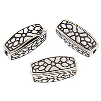 Brass Beads, Rectangle, antique silver color plated, lead & cadmium free, 12x5mm, Hole:Approx 1mm, Sold By PC