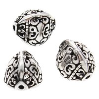Brass Beads, Triangle, antique silver color plated, hollow, lead & cadmium free, 14x12mm, Hole:Approx 1mm, Sold By PC
