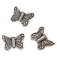 Brass Beads, Butterfly, antique silver color plated, lead & cadmium free, 13x10x3.50mm, Hole:Approx 1mm, Sold By PC