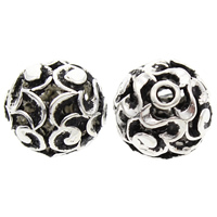 Brass Jewelry Beads, Round, antique silver color plated, lead & cadmium free, 10x10mm, Hole:Approx 1mm, Sold By PC