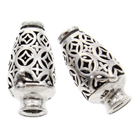 Brass Beads, Vase, antique silver color plated, hollow, lead & cadmium free, 8x17mm, Hole:Approx 3mm, Sold By PC
