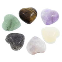 pierre gemme cabochon, coeur, différents matériaux pour le choix & dos plat & facettes, 14x14x5mm, 100PC/sac, Vendu par sac