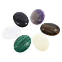 pierre gemme cabochon, ovale plat, différents matériaux pour le choix & dos plat, 30x40x7mm, 50PC/sac, Vendu par sac