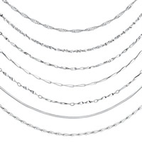 metal Cadena para collar, chapado en color de plata, longitud diferente para la opción & diferentes estilos para la opción, libre de níquel, plomo & cadmio, 1-1.8mm, Vendido por Sarta