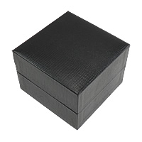 PU Watch Box, met Karton & Katoenfluweel, Plein, zwart, 100x100x73mm, 30pC's/Lot, Verkocht door Lot