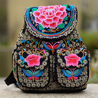 Canvas Backpack with Iron embroidered multi-colored Sold By Bag