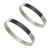 Stainless Steel Bangle, plated, different size for choice & micro pave cubic zirconia & two tone, Sold By PC