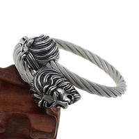 Stainless Steel Bangle Lion adjustable & blacken 6mm Inner Approx Length Approx 7 Inch Sold By PC