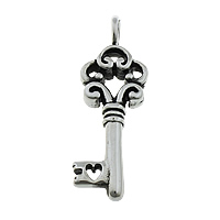 Stainless Steel Pendants, 316L Stainless Steel, Key, blacken, 18x53x6.50mm, Hole:Approx 5mm, 5PCs/Lot, Sold By Lot