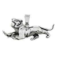 Stainless Steel Animal Pendants, 316L Stainless Steel, Tiger, blacken, 54x24x5mm, Hole:Approx 5x10mm, 5PCs/Lot, Sold By Lot