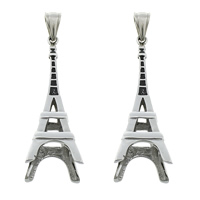 Bijoux pendentifs en acier inoxydable , acier inoxydable 316L, Tour Eiffel, noircir, 19x54mm, Trou:Environ 4.5x8mm, 5PC/lot, Vendu par lot