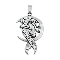 Stainless Steel Pendants, 316L Stainless Steel, Mermaid, blacken, 35x57x3mm, Hole:Approx 5x10mm, 5PCs/Lot, Sold By Lot