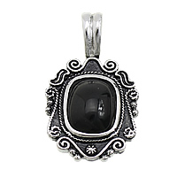 Black Agate Pendants, 316L Stainless Steel, with Black Agate, natural, blacken, 25x42x7mm, Hole:Approx 4x8.5mm, 5PCs/Lot, Sold By Lot