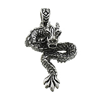 Stainless Steel Animal Pendants, 316L Stainless Steel, Dragon, blacken, 29x42x17mm, Hole:Approx 5x6mm, 5PCs/Lot, Sold By Lot