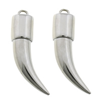 Stainless Steel Pendants, 316L Stainless Steel, Horn, original color, 12x48mm, Hole:Approx 3.5x2.5mm, 5PCs/Lot, Sold By Lot