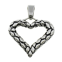Stainless Steel Heart Pendants, 316L Stainless Steel, blacken, 35x33x6mm, Hole:Approx 5x10mm, 5PCs/Lot, Sold By Lot