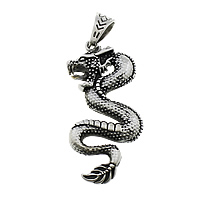 Stainless Steel Animal Pendants, 316L Stainless Steel, Dragon, blacken, 30x49x5mm, Hole:Approx 8x10.5mm, 5PCs/Lot, Sold By Lot