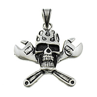 Stainless Steel Skull Pendants, 316L Stainless Steel, Halloween Jewelry Gift & blacken, 52x56x8.50mm, Hole:Approx 7.5x12mm, 5PCs/Lot, Sold By Lot
