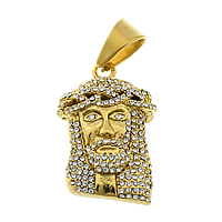 Stainless Steel Pendants 316L Stainless Steel Grandfather gold color plated with rhinestone Approx Sold By Lot