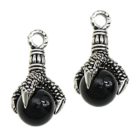 Black Agate Pendants, 316L Stainless Steel, with Black Agate, Claw, natural, blacken, 20x37mm, Hole:Approx 4mm, 5PCs/Lot, Sold By Lot