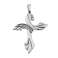 Stainless Steel Cross Pendants 316L Stainless Steel with rhinestone & blacken Approx Sold By Lot