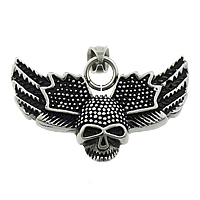 Stainless Steel Skull Pendants, 316L Stainless Steel, Halloween Jewelry Gift & blacken, 46x28x8mm, Hole:Approx 5x8mm, 5PCs/Lot, Sold By Lot