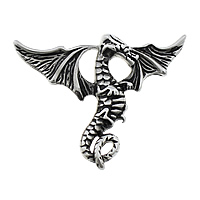 Stainless Steel Animal Pendants 316L Stainless Steel Dragon blacken Approx Sold By Lot
