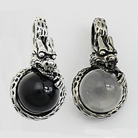 Stainless Steel Animal Pendants, 316L Stainless Steel, with Agate, Dragon, natural, different materials for choice & blacken, 18x34x19mm, Hole:Approx 6x7.5mm, 5PCs/Lot, Sold By Lot