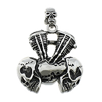Stainless Steel Skull Pendants, 316L Stainless Steel, Halloween Jewelry Gift & blacken, 43x50x13mm, Hole:Approx 6.5x12mm, 5PCs/Lot, Sold By Lot