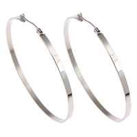 Stainless Steel Hoop Earring, original color, 65x60x3mm, Sold By Pair