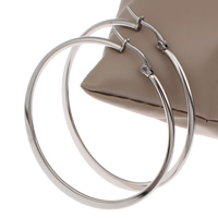Stainless Steel Hoop Earring, original color, 49x53x2mm, Sold By Pair