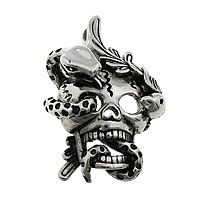 Stainless Steel Skull Pendants, 316L Stainless Steel, Halloween Jewelry Gift & blacken, 34x50x19mm, Hole:Approx 3.5x6mm, 5PCs/Lot, Sold By Lot