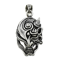 Stainless Steel Skull Pendants, 316L Stainless Steel, Halloween Jewelry Gift & blacken, 24x46x15mm, Hole:Approx 7.5x10.5mm, 5PCs/Lot, Sold By Lot