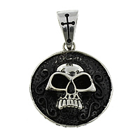 Stainless Steel Skull Pendants, 316L Stainless Steel, Halloween Jewelry Gift & blacken, 28x34x11mm, Hole:Approx 7x11mm, 5PCs/Lot, Sold By Lot