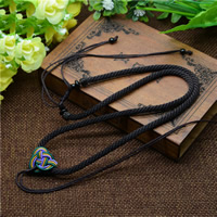 Fashion Necklace Cord, Nylon Cord, with Glass, adjustable, black, 3-3.5mm, Length:Approx 17.5-23.5 Inch, 10Strands/Bag, Sold By Bag