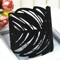 Iron Cuff Bangle, Leaf, plumbum black color plated, open, nickel, lead & cadmium free, 70mm, Inner Diameter:Approx 67mm, Length:Approx 6.3 Inch, 6PCs/Lot, Sold By Lot