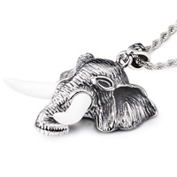 Stainless Steel Animal Pendants, with Cats Eye, Elephant, for man & blacken, 57x61mm, Hole:Approx 3x6mm, Sold By PC