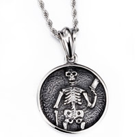 Stainless Steel Skull Pendants, Halloween Jewelry Gift & for man & blacken, 35mm, Hole:Approx 3x5mm, Sold By PC