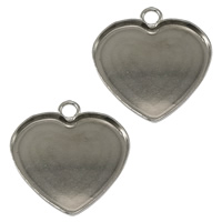 Stainless Steel Pendant Setting, Heart, original color, 20x21.50x1mm, Hole:Approx 2.5mm, Inner Diameter:Approx 19x17mm, 500PCs/Lot, Sold By Lot