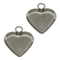 Stainless Steel Pendant Setting, Heart, original color, 14x16x1.50mm, Hole:Approx 2.5mm, Inner Diameter:Approx 13.5x12mm, 1000PCs/Lot, Sold By Lot