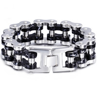Men Bracelet, Stainless Steel, Bike Chain, plated, for man & two tone, 24mm, Sold Per Approx 9.2 Inch Strand
