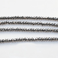 Perles de cristal rondelle, Placage de couleur platine, facettes, 2mm, Trou:Environ 0.5mm, Longueur:Environ 15 pouce, 50Strandstoron/lot, Environ 200PC/brin, Vendu par lot