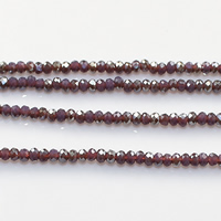 Perles de cristal rondelle, semi-plaqué, facettes, violette, 2mm, Trou:Environ 0.5mm, Longueur:Environ 15 pouce, 30Strandstoron/lot, Environ 200PC/brin, Vendu par lot