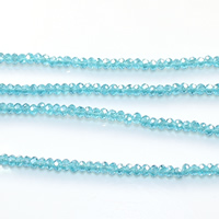 Rondelle Crystal Beads, faceted, Aquamarine, 2mm, Hole:Approx 0.5mm, Length:Approx 15 Inch, 30Strands/Lot, Approx 200PCs/Strand, Sold By Lot