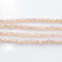 Perles de cristal rondelle, semi-plaqué, facettes, Lt rose, 2mm, Trou:Environ 0.5mm, Longueur:Environ 15 pouce, 30Strandstoron/lot, Environ 200PC/brin, Vendu par lot