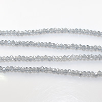Perles de cristal rondelle, facettes, LT saphir, 2mm, Trou:Environ 0.5mm, Longueur Environ 15 pouce, 30Strandstoron/lot, Environ 200PC/brin, Vendu par lot