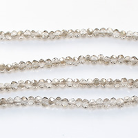 Perles de cristal rondelle, facettes, cristal transparent gris, 2mm, Trou:Environ 0.5mm, Longueur Environ 15 pouce, 50Strandstoron/lot, Environ 200PC/brin, Vendu par lot