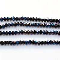 Rondelle Crystal Beads, half-plated, faceted, Jet, 2mm, Hole:Approx 0.5mm, Length:Approx 15 Inch, 30Strands/Lot, Approx 200PCs/Strand, Sold By Lot