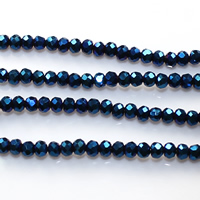 Rondelle Crystal Beads, colorful plated, faceted, Capri Blue, 2mm, Hole:Approx 0.5mm, Length:Approx 15 Inch, 50Strands/Lot, Approx 200PCs/Strand, Sold By Lot